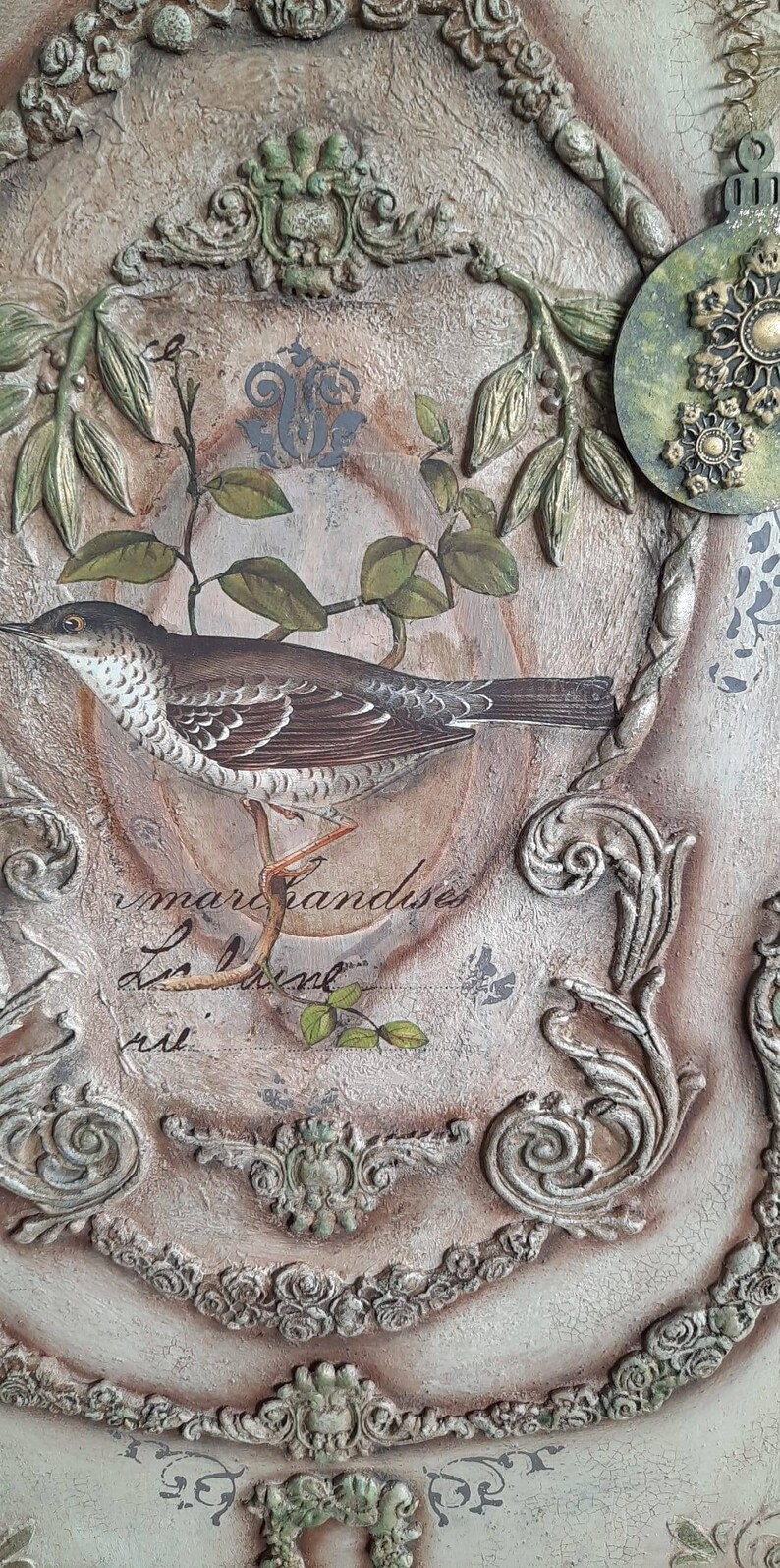 Vintage bird decor panel Etsy