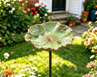 Apicoltori in ceramica, Giardini in ceramica fatti a mano, Mangiatoie e vasche decorative per uccelli, Con pali indipendenti