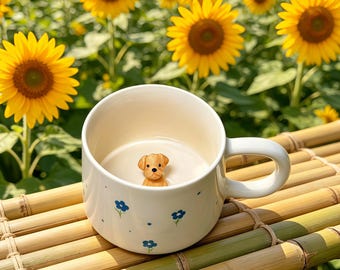 Handmade Pet Portrait Mug, 3D Dog Relief, Custom Ceramic Cup