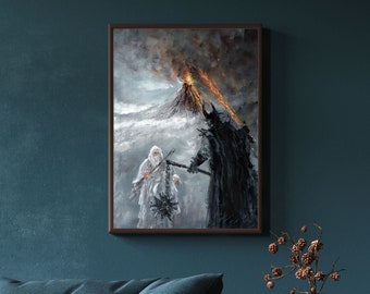 Witch King of Angmar Painting, Gandalf Art | Handmade LOTR Painting by Naci Caba - Framed Canvas Oil Painting