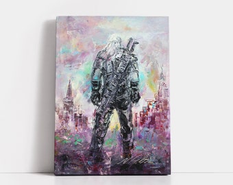 Geralt of Rivia Canvas Print, Witcher Art, Witcher Print, Witcher Canvas