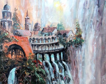 Rivendell Canvas Print, LOTR Gift, Lord Rings Art, LOTR Print, Rivendell Art by Naci Caba