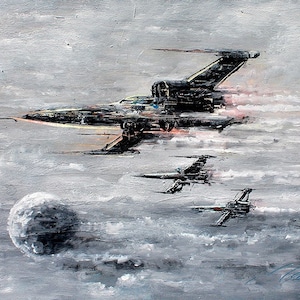 Black and White X-Wing Fighter Canvas Print, Star Wars Print, Star Wars Gift, Star Wars Wall Art, Star Wars Home Decor