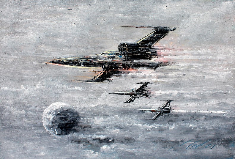 黒と白の X-Wing ファイター キャンバス プリント、スター