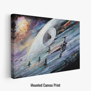 X-Wing Fighters & The Death Star Canvas Giclee Print Wall Art by Naci Caba Mounted Canvas Print