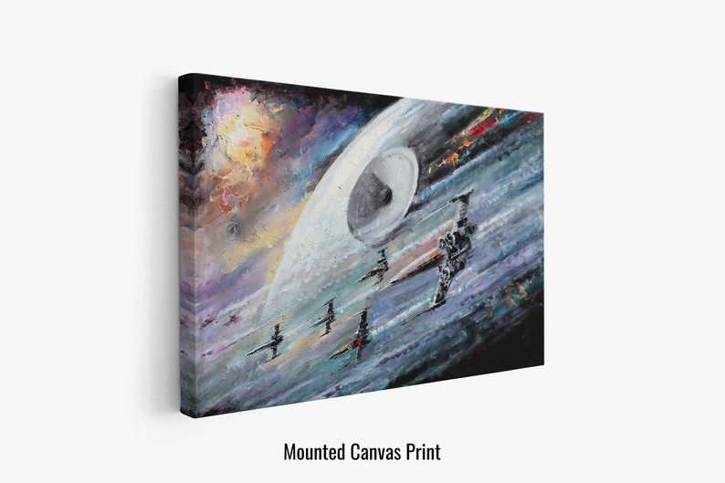 X-Wing Fighters & The Death Star Canvas Giclee Print Wall Art by Naci Caba Mounted Canvas Print