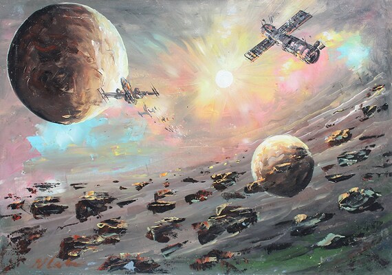 Sci Fi Oil Painting Space Wall Art Sci Fi Painting By Naci Etsy