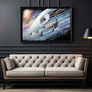 X-Wing Fighters & The Death Star Canvas Giclee Print Wall Art by Naci Caba Framed Canvas Print