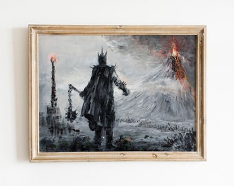 Sauron Art, Lord of the Rings Oil Painting by Naci Caba - Lord of the Rings Handmade Gift