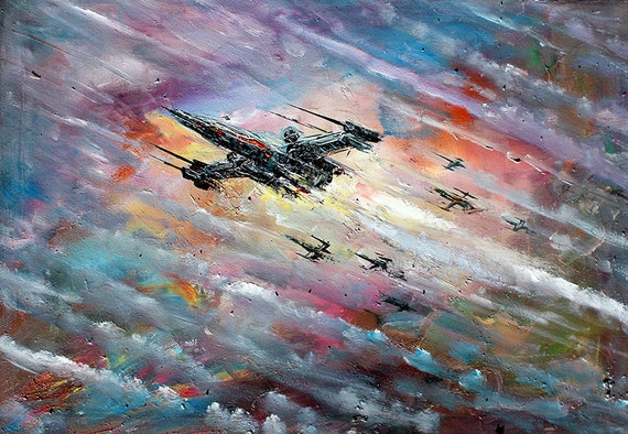 X-Wing Fighter Canvas Print Fan Art by Naci Caba