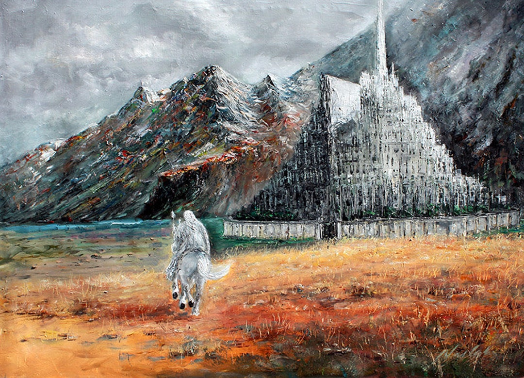 Minas Tirith besieged fan art 2 - Handmade oil painting on canvas on demand