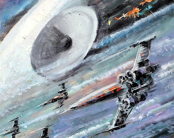 X-wing Fighters & the Death Star Canvas Giclee Print Wall Art by