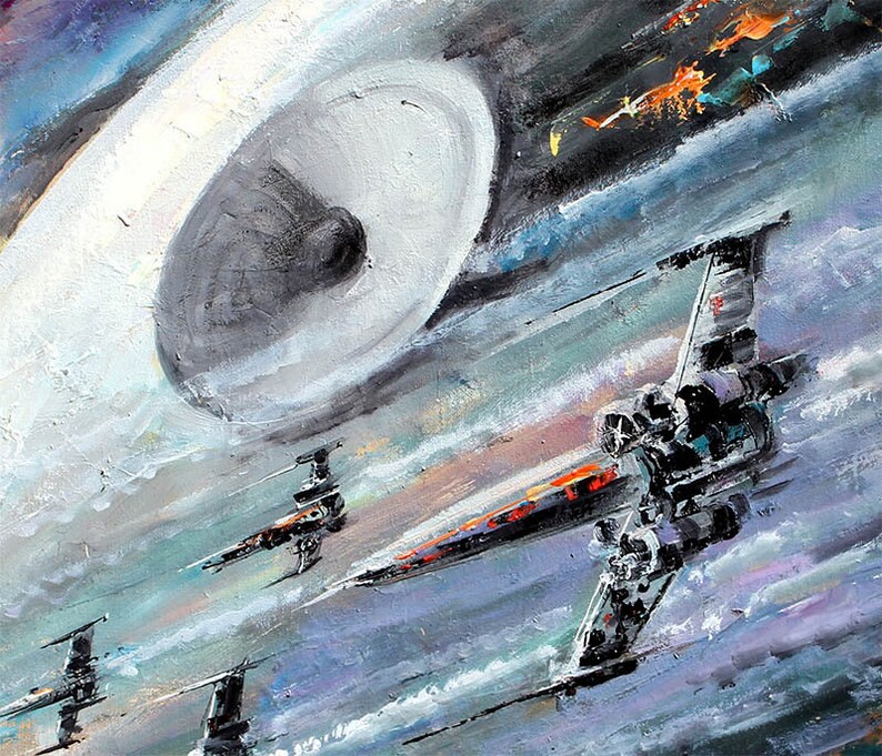 X-Wing Fighters & The Death Star Canvas Giclee Print Wall Art by Naci Caba image 2