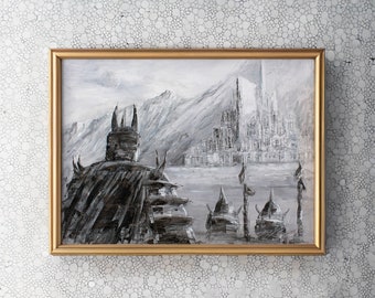 Gondor Painting, Witch-king of Angmar Hand Made Painting, Lord of the Rings Gift, LOTR Art