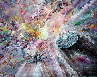 Millennium Falcon Abstract Canvas Print - Giclee Wall Art