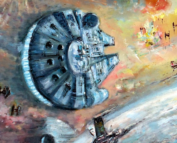 Tableau Toile Star Wars : Millennium Falcon - Impression Giclée Sur