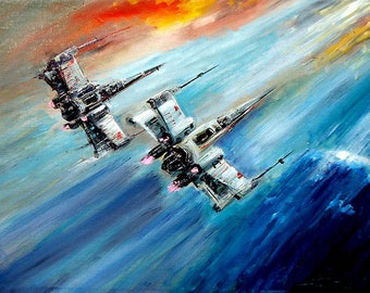 X-Wing Fighters on a mission - Star Wars Themed Canvas Print / Star Wars Fan Art by Naci Caba