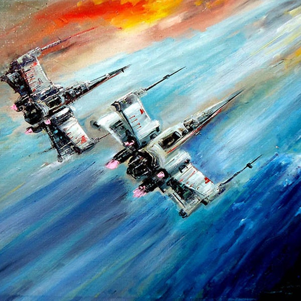 X-Wing Fighters on a mission - Star Wars Themed Canvas Print / Star Wars Fan Art by Naci Caba