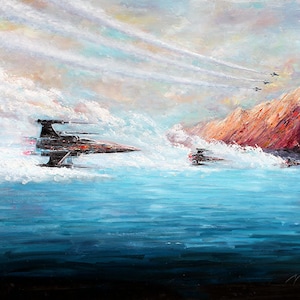 Star Wars Print, Force Awakens - X-Wings over Water, Star Wars Art, Star Wars Canvas