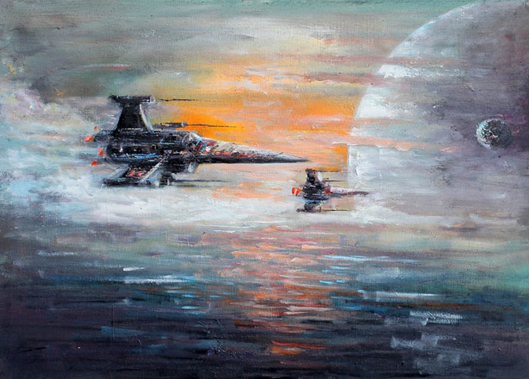 X-wings Landscape Wall Art Print & Handmade Oil Painting - Etsy