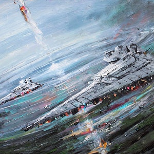Star Destroyers Canvas Wall Art - Star Wars Fan Art Print - Star Wars Gift Handmade Oil Painting