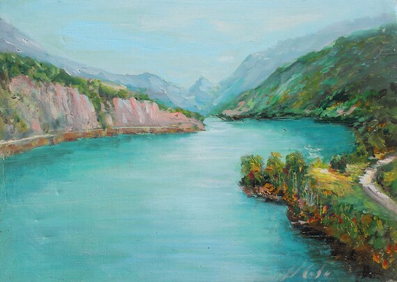 Skandinavische Landschaft Norwegen Olgemalde Original Etsy
