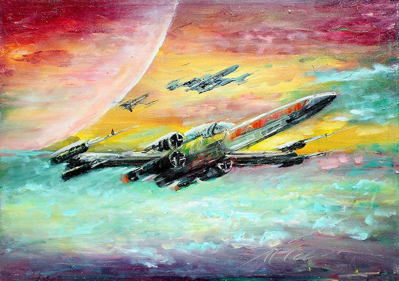 X-Wing Fighter Canvas Print Fan Art by Naci Caba