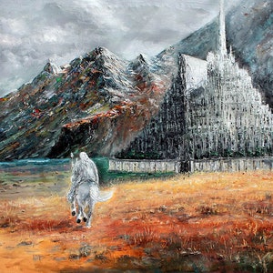Gandalf Ride To Minas Tirith Canvas Print, Gandalf Wall Art, Minas Tirith Print by Naci Caba