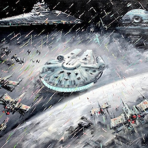 Battle of Yavin Canvas Print – Signed Star Wars Art by Naci Caba