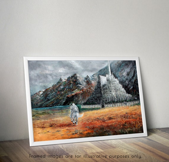 Gandalf arriving at Minas Tirith Gondor 2 - Handmade oil painting on canvas  on demand