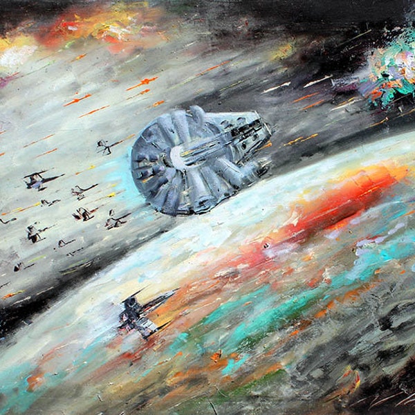 Falcon Canvas Print, Sci-Fi Star Wars Themed Canvas Print & Wall Art by Naci Caba