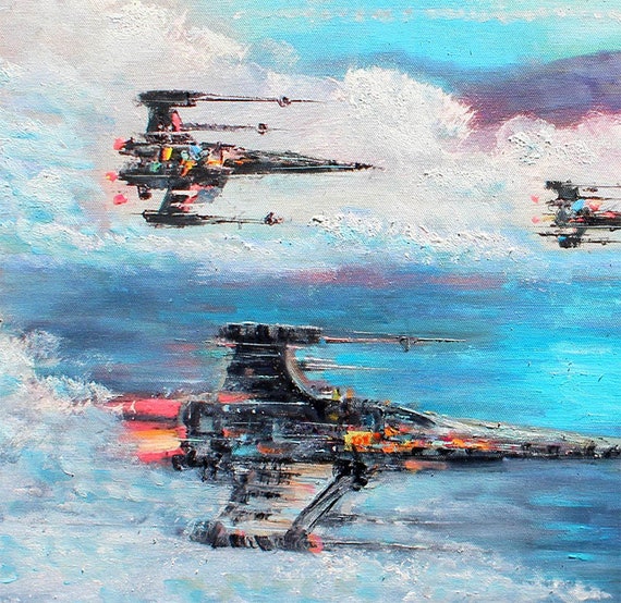 X-wings Over Water Print - Battle of Takodana Wall Art - Star Wars