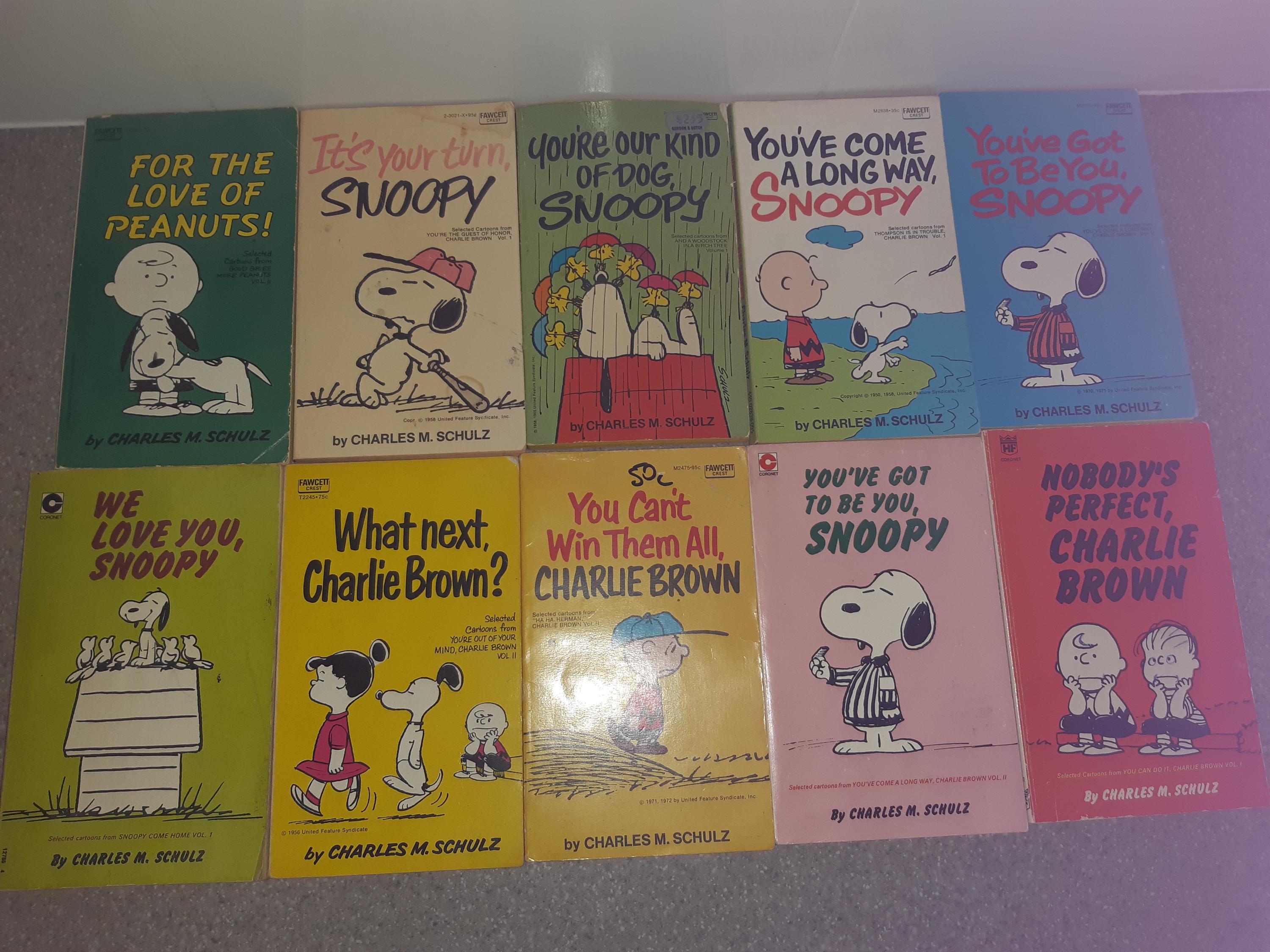 10x Snoopy, Peanuts and Charlie Brown Books. 50's-60's-70's