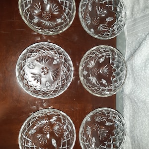 Set of 6 cut crystal  footed bowls
