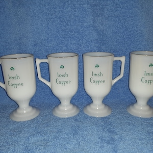 Set of 4 Irish coffee milk glass mugs