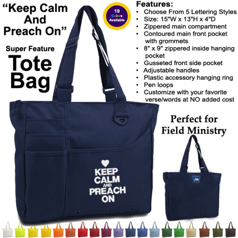 Keep Calm And Preach On Tote Bag Jehovah's Witness JW Etsy