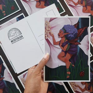 A Fairy&#39;s Delight Mini Art Print | 5x7 Fantasy Postcard | Original Artwork | Magical Home Decor | Cottage Core Wall Hanging |