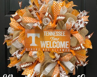 Tennessee Vols wreath TN Volunteers wreath Big Orange Football wreath University of Tennessee wreath UT Vols deco mesh wreath UT wreath