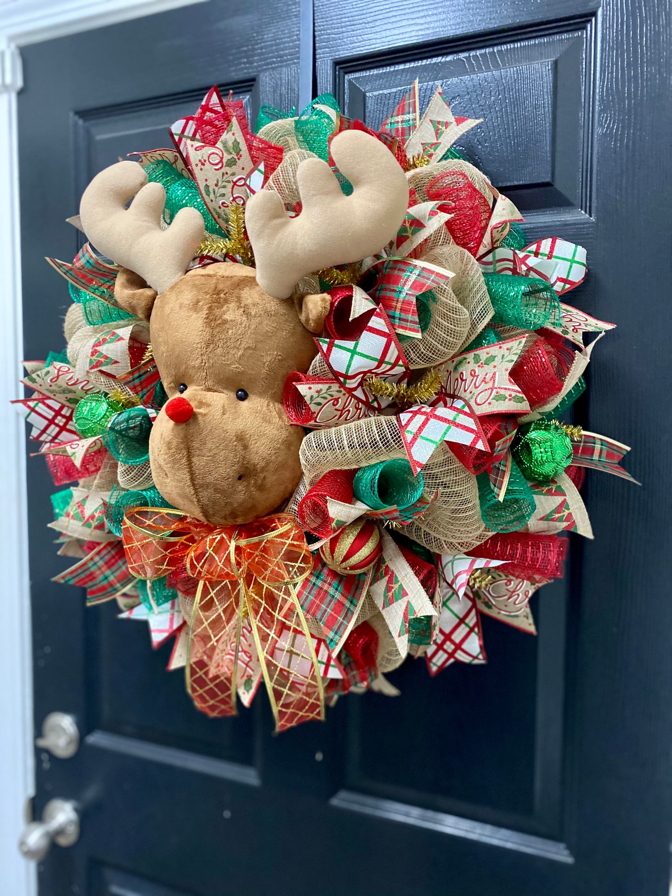 Rudolf Wreath Reindeer Wreath Christmas Wreath Holiday | Etsy