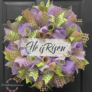 Easter wreath, He is Risen Wreath, spring wreath, Religious Easter wreath, Easter Decor, Spring Decor