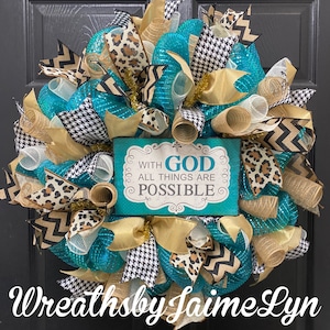 With God All things are Possible wreath, Christian Wreath