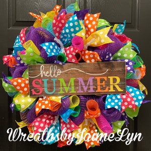 Summer Wreath, Welcome Wreath, Polka dot wreath, Hello Wreath, Hello Summer Wreath