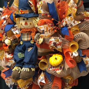 Scarecrow Wreath, fall scarecrow wreath, fall wreath, fall decor, front door wreath, scarecrows, scarecrow, image 4