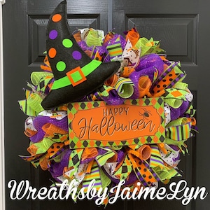 Halloween wreath, Witch hat, witch hat wreath, Halloween Witch Wreath,