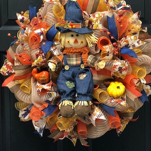 Scarecrow Wreath, fall scarecrow wreath, fall wreath, fall decor, front door wreath, scarecrows, scarecrow, image 9