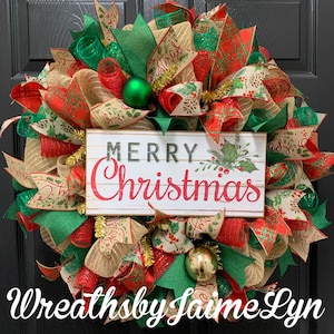 Merry Christmas Wreath, Rustic Christmas wreath, Christmas Wreath