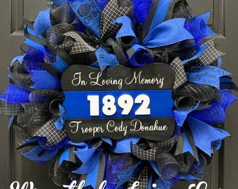 Blue Line Wreath, Police Support Wreath, Back the Blue Wreath, Customizable