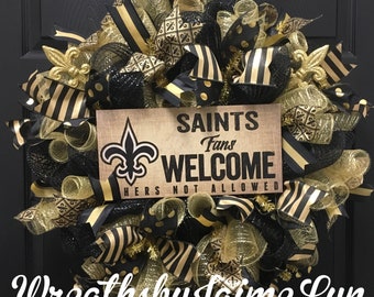 New Orleans Saints Wreath, NFL Saints Wreath, Football wreath, New Orleans Saints Football