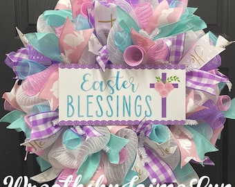 Easter Blessings Wreath, Easter Wreath, Spring Wreath