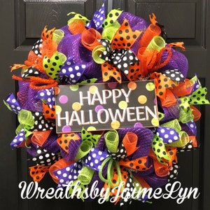 Halloween Wreath, Halloween polka dot wreath, Halloween decor, Polka dot wreath, fall wreath,